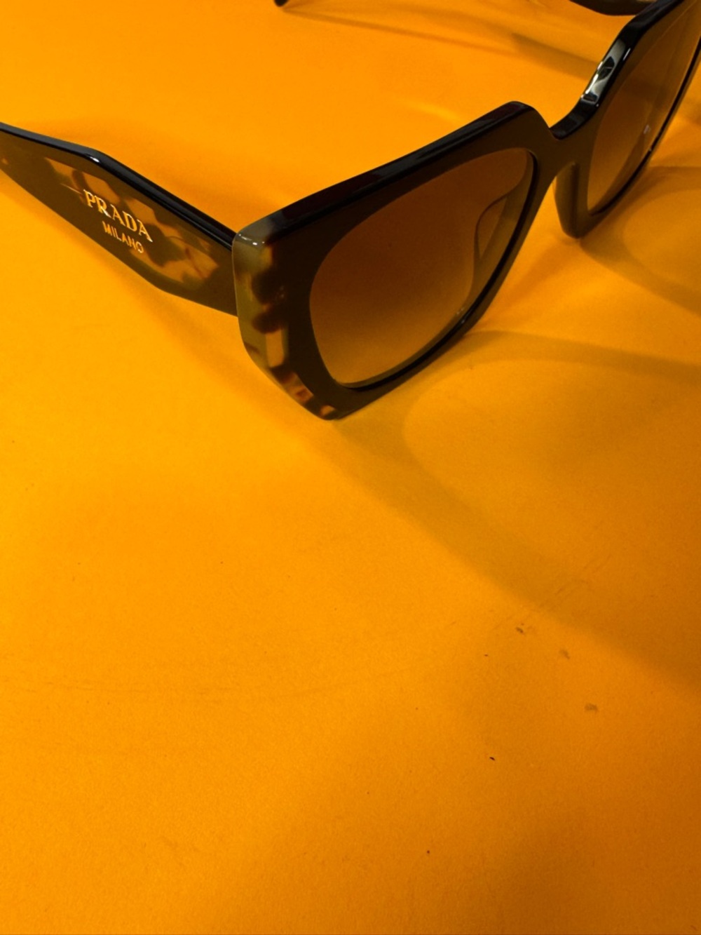Prada Sunglasses Tortoiseshell Oversized Square Sunglasses - Amber Lenses - Picture 13 of 13